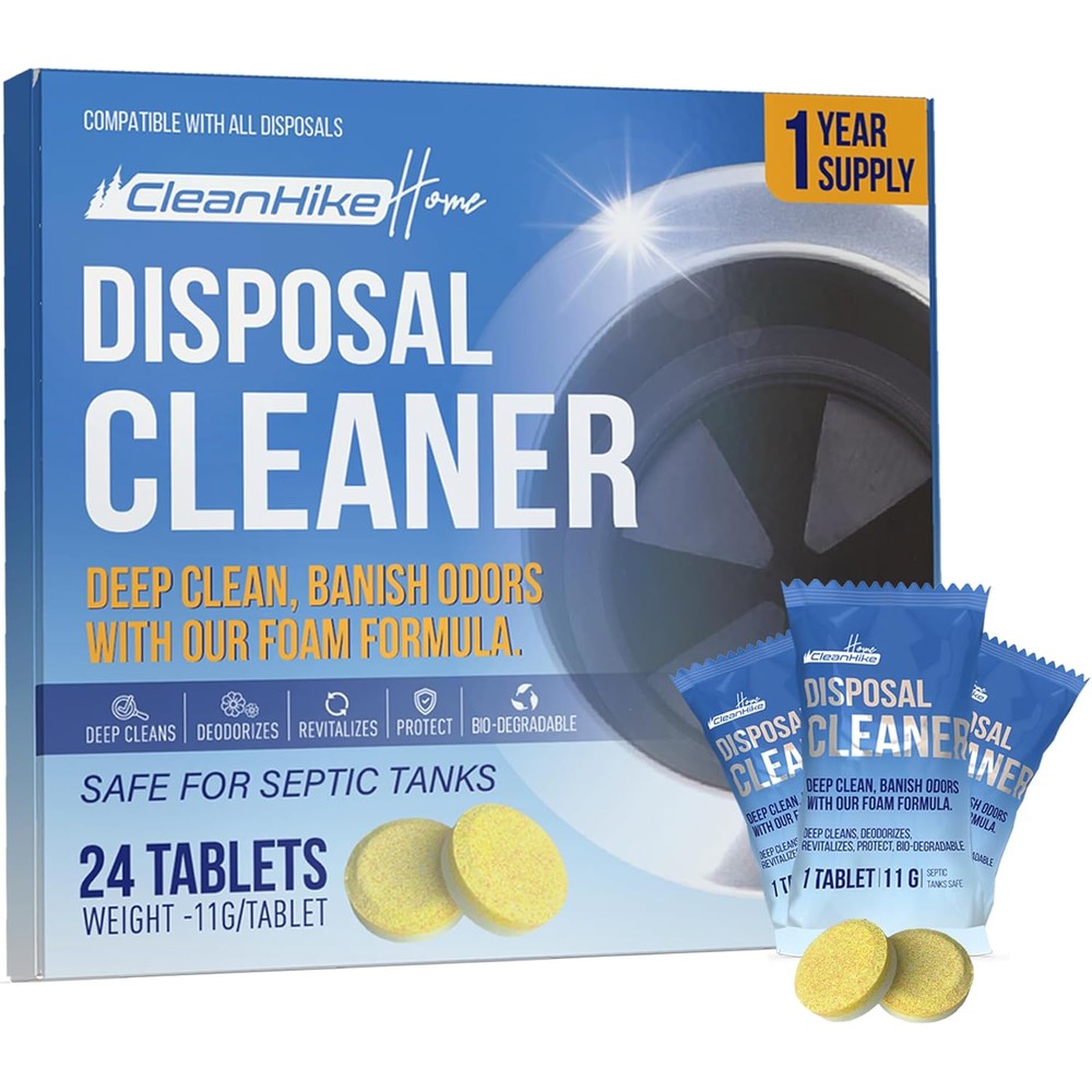 CleanHike Garbage Disposal Cleaning Deodorizer Tablets 24 pack front view