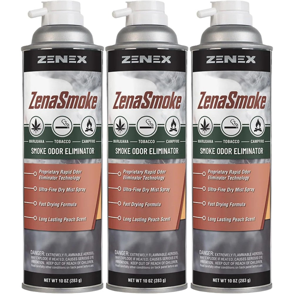 Zenex Zenasmoke 3 Pack odor eliminator spray bottles front view