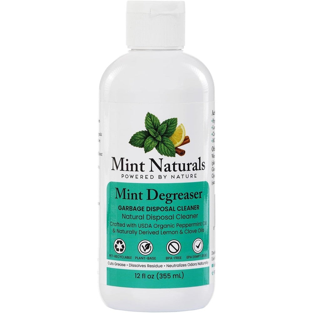 Mint Naturals Garbage Disposal Cleaner and Deodorizer bottle front view