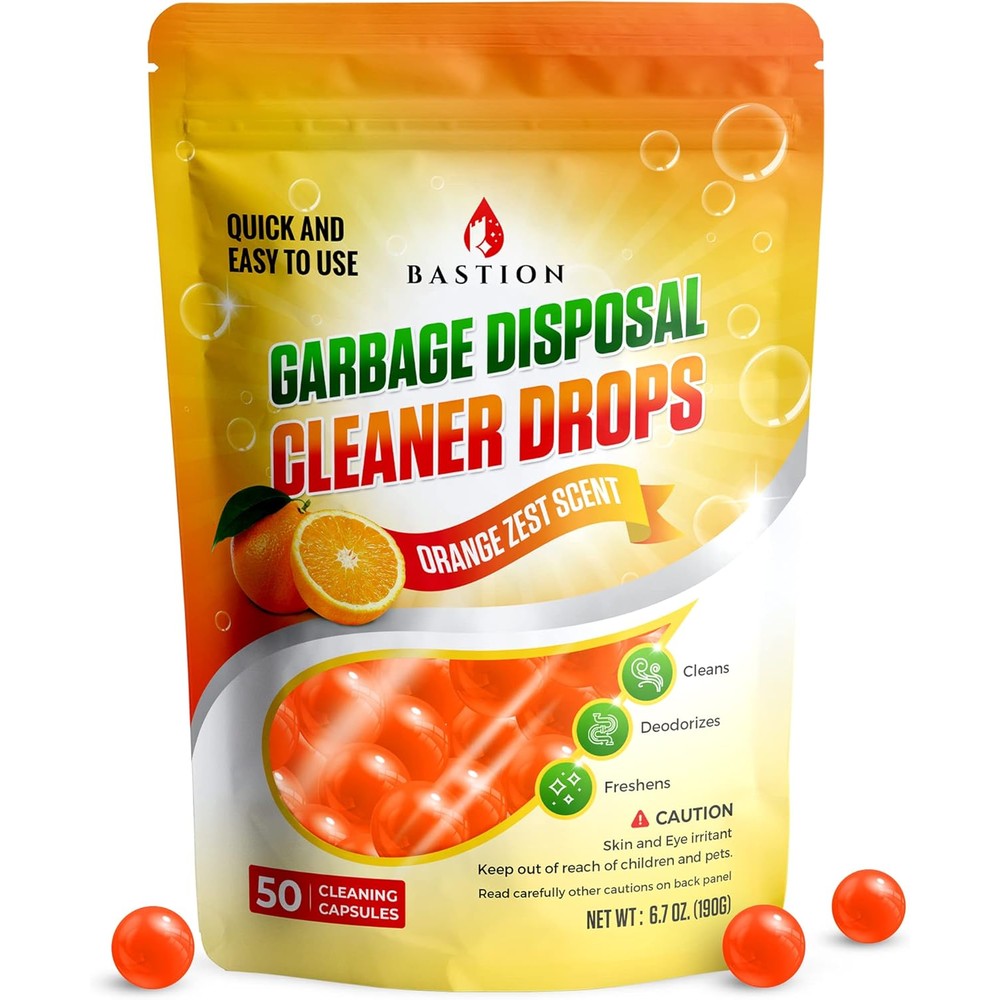 Bastion Garbage Disposal Cleaner and Deodorizer Drops front packaging view
