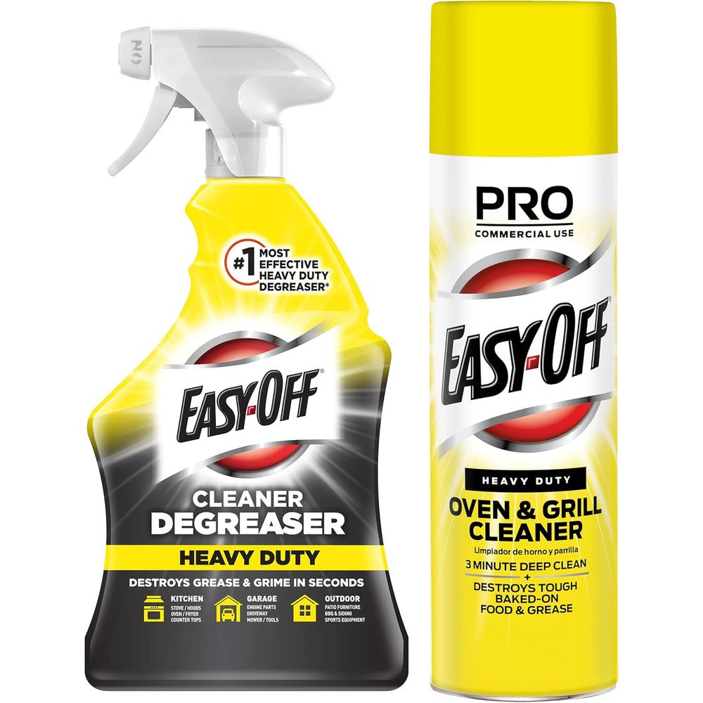 Easy-Off Heavy Duty Kitchen Degreaser and Oven Cleaner bundle front view authentic USA imported cleaning kit.