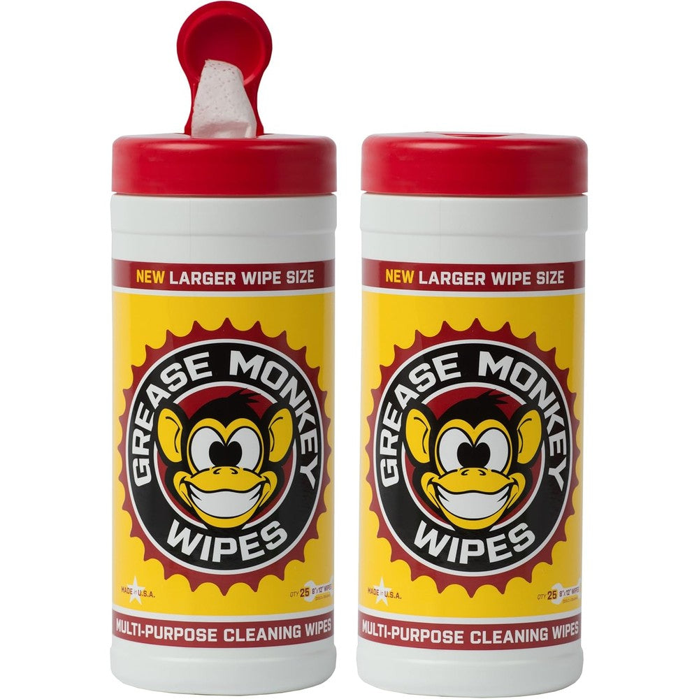 Grease Monkey Wipes heavy duty cleaning canister front view for waterless hand cleaning