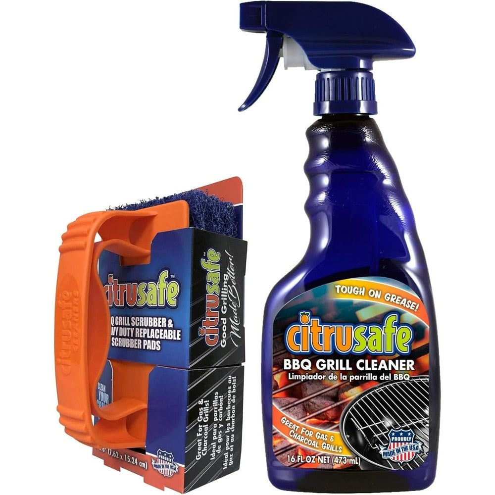 CitruSafe Grill Cleaning Kit front view spray bottle and scrubber pads