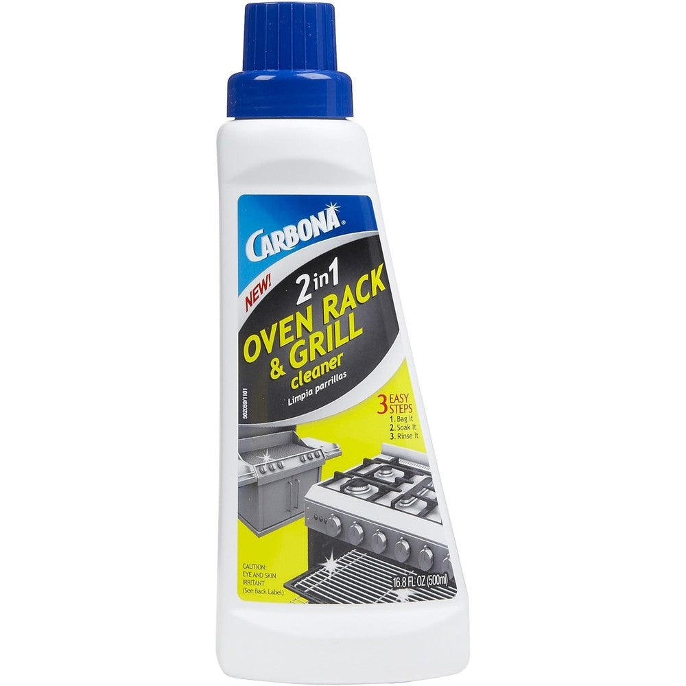 Carbona 2-in-1 Oven Rack and Grill Cleaner front view showcasing the 16.8 ounce bottle and packaging