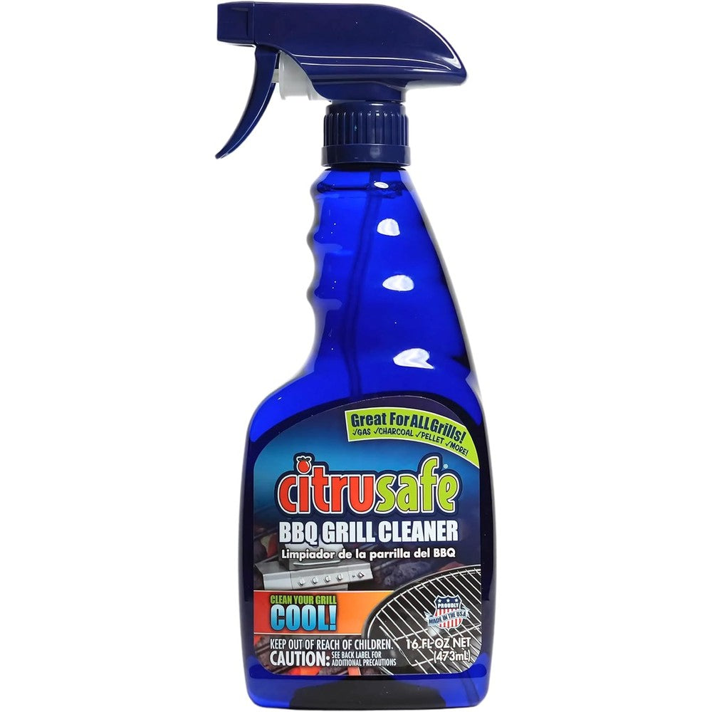 Citrusafe BBQ Grill Cleaner Spray front view bottle for heavy duty outdoor grill maintenance.