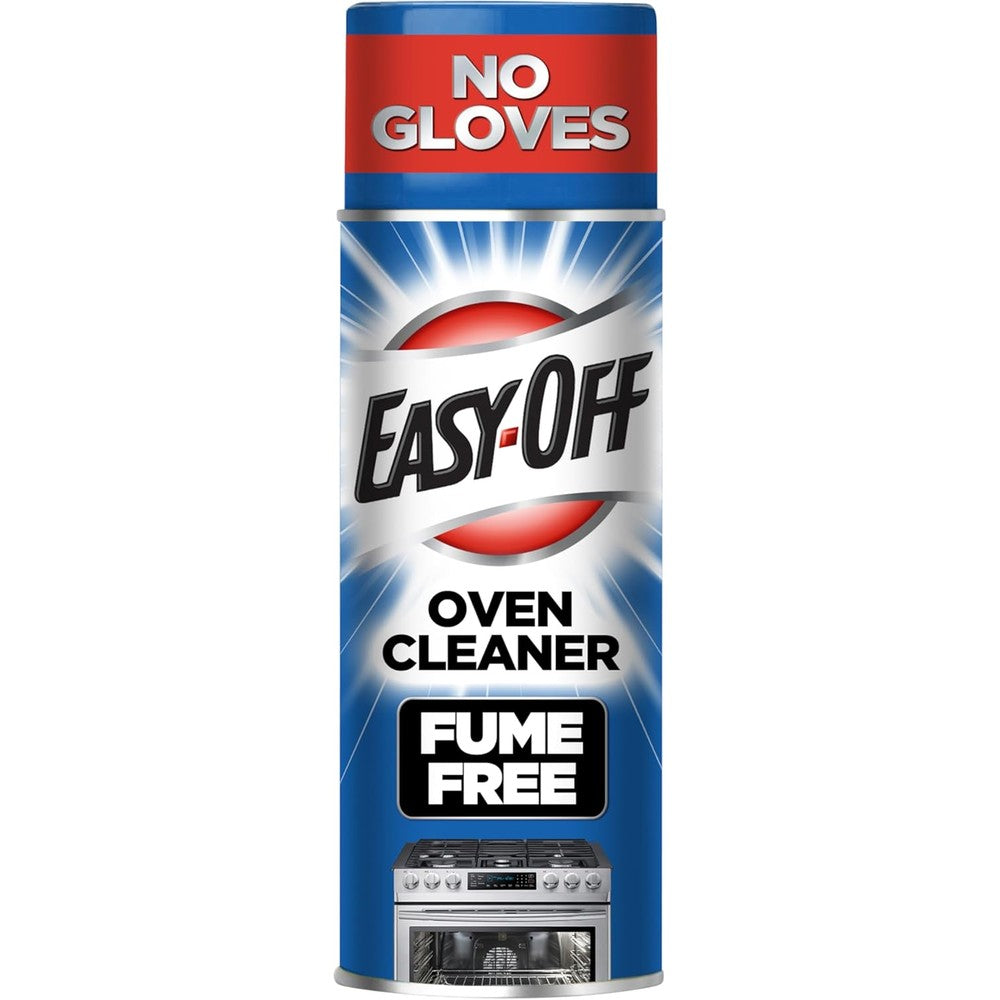 Easy-Off Fume Free Oven Cleaner front view showing the fourteen point five ounce aerosol can with lemon graphics.