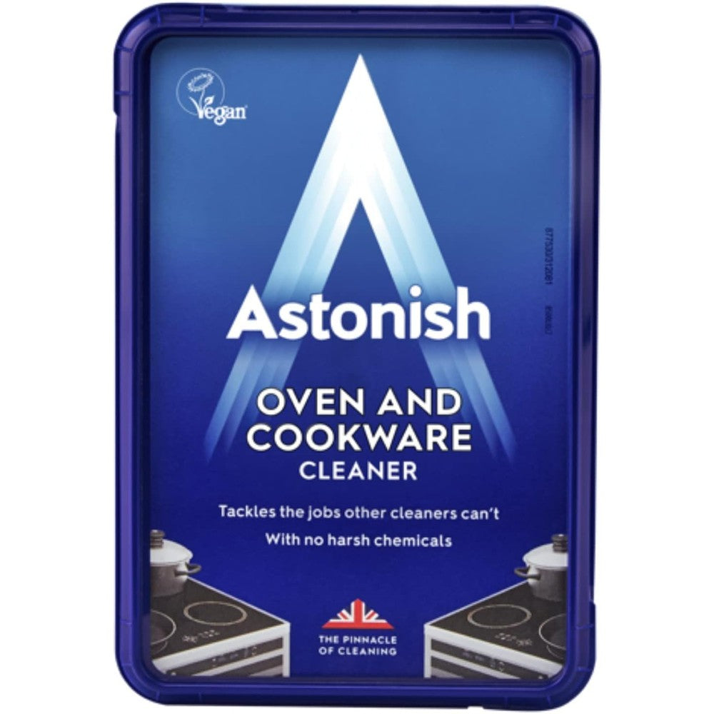 Astonish Oven and Cookware Cleaner 150g tub front view showing authentic packaging.