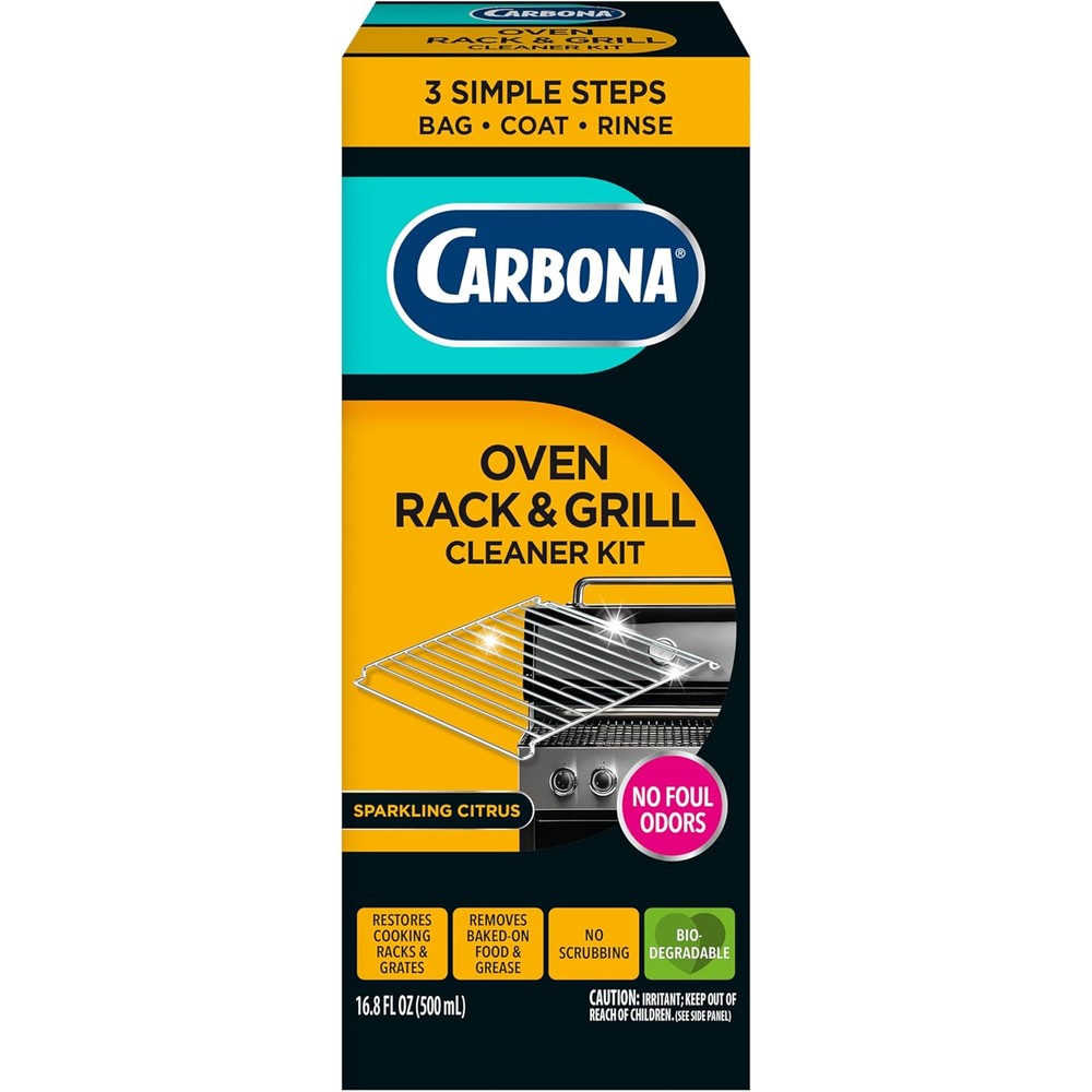 Carbona Oven Rack And Grill Cleaner Kit front view packaging for deep kitchen cleaning