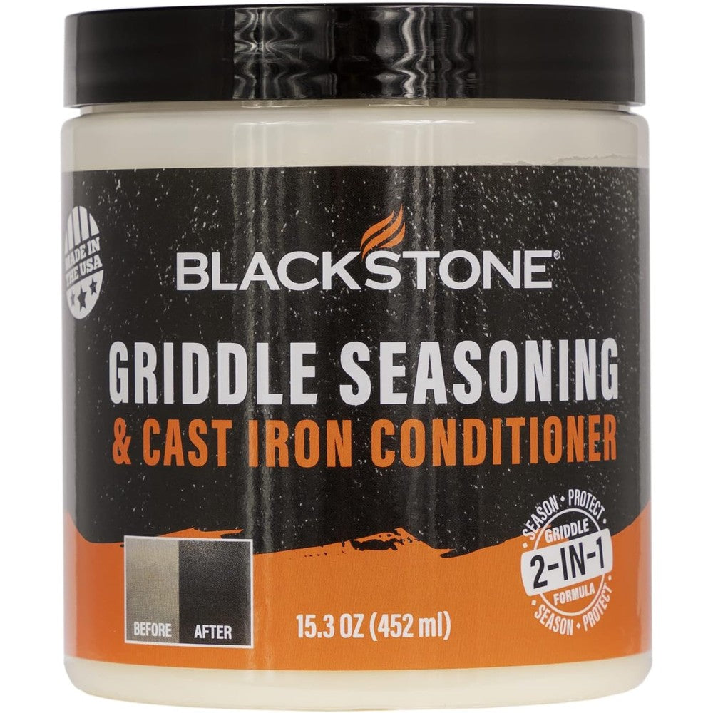 Blackstone 4146 griddle seasoning and cast iron conditioner front view jar