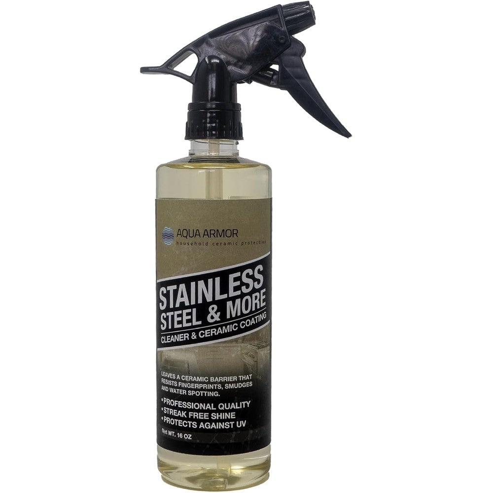 Aqua Armor Stainless Steel Cleaner And Polish front view premium appliance care spray bottle