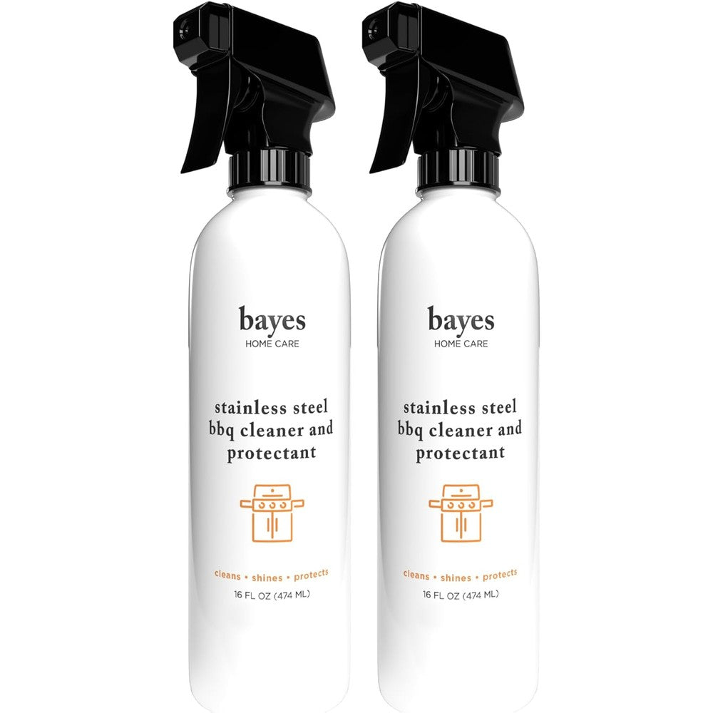 Bayes Stainless Steel BBQ Exterior Cleaner front view showing the twin pack bottles.