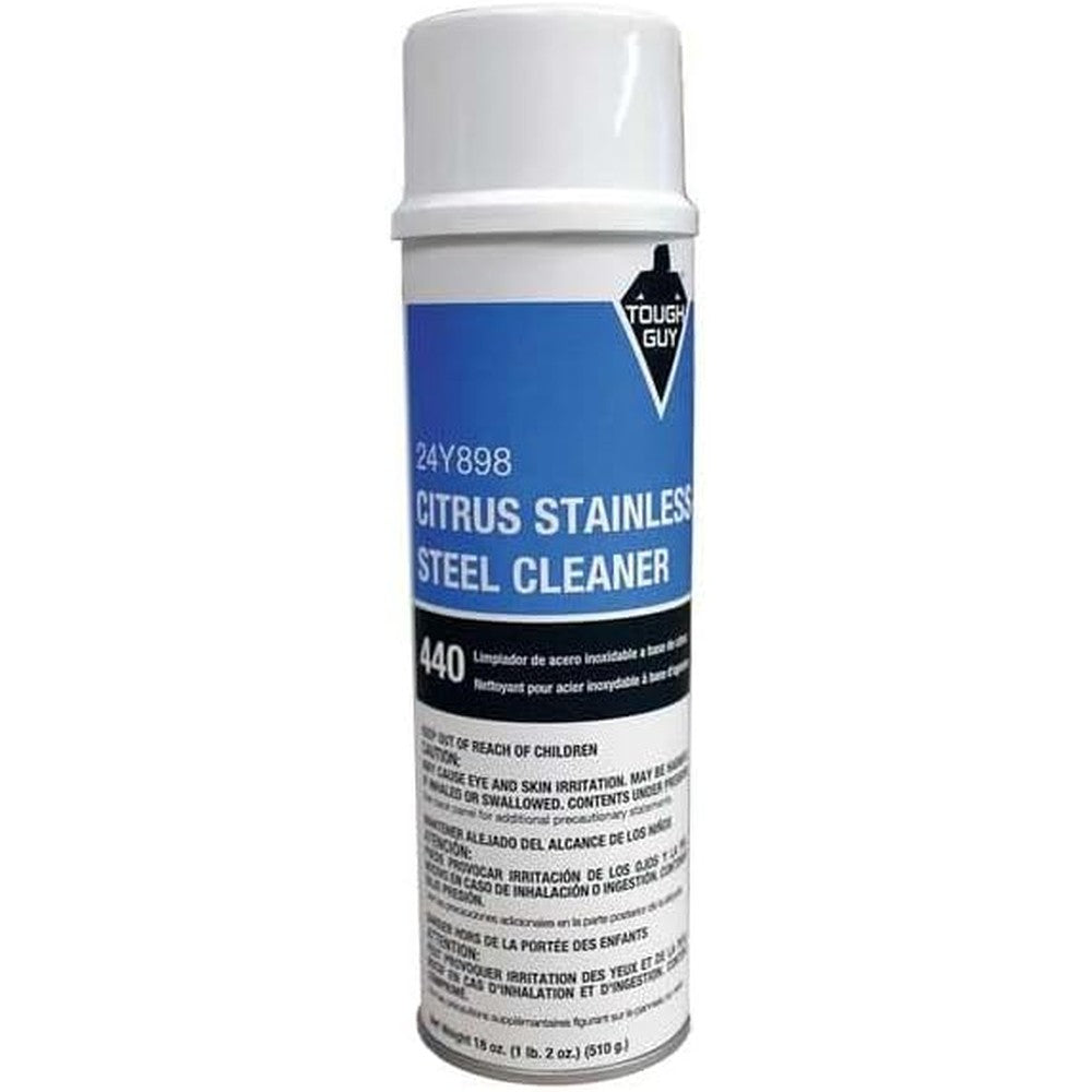 Tough Guy Citrus Stainless Steel Cleaner twenty ounce front view aerosol spray can for premium appliance polishing