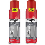 Magic Stainless Steel Cleaner Aerosol Two Pack front view kitchen appliance polish