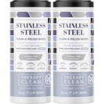 Therapy Stainless Steel Cleaner and Polish Wipes 2 pack front view canister for appliance care