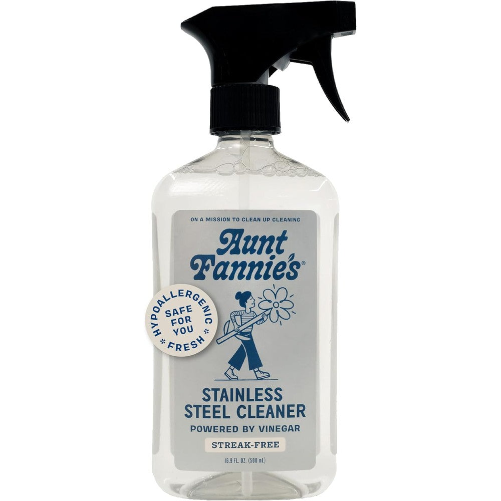 Aunt Fannie's Stainless Steel Spray Cleaner front bottle view