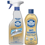 Bar Keepers Friend Soft Cleanser and MORE Spray bundle front view for stainless steel cleaning.
