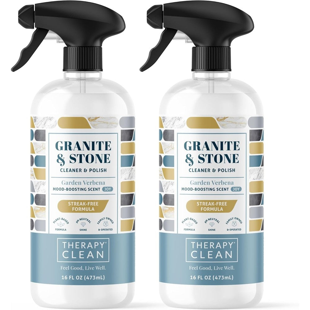 Therapy Granite Cleaner And Polish two pack front view premium stone countertop spray bottles