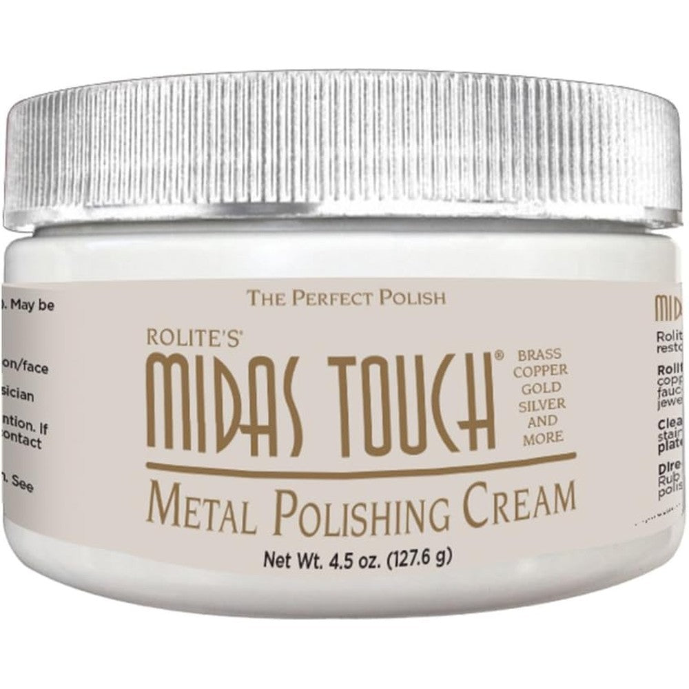 Rolite Midas Touch Metal Polishing Cream jar front view for jewelry restoration.