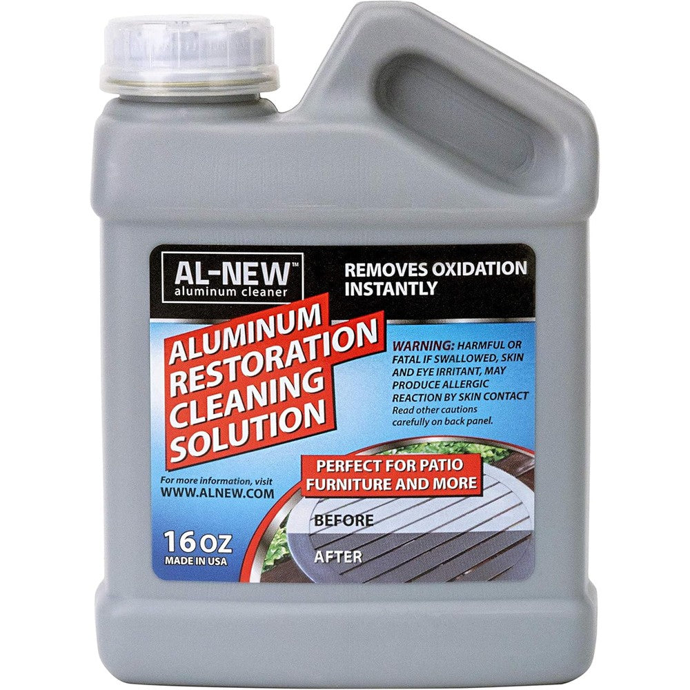 AL-NEW Aluminum Restoration Cleaning Solution 16 Ounce bottle front view