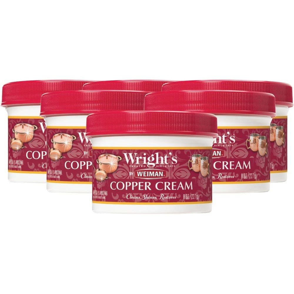 Wright's Copper and Brass Cream Cleaner front view jar pack for metal polishing.