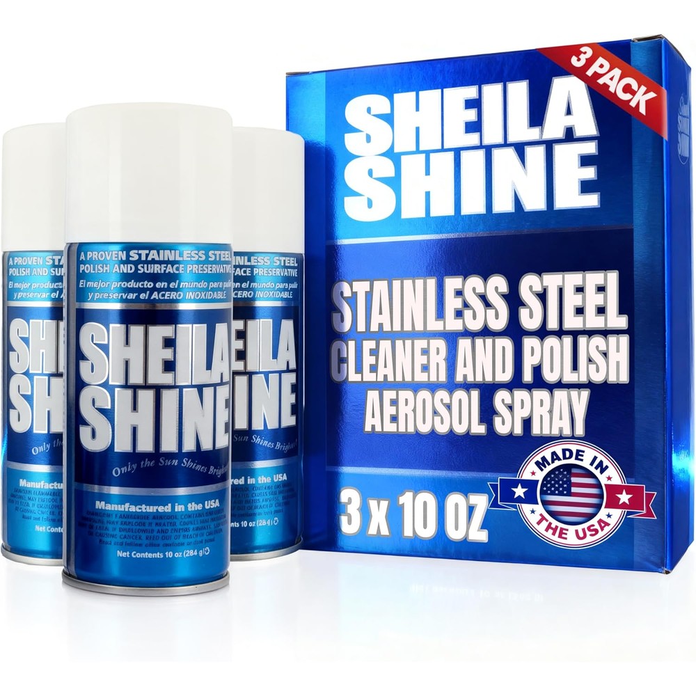 Sheila Shine Stainless Steel Cleaner and Polish 3-pack front view for kitchen appliances.
