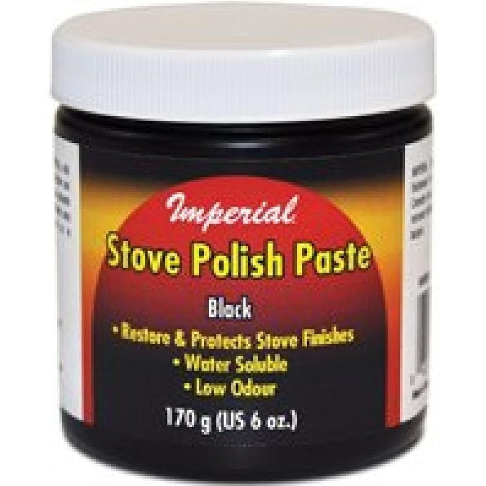Imperial KK0059 Black Stove Polish Paste 6 Ounce Jar front view for cast iron restoration.