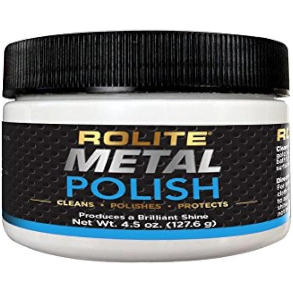 Rolite Metal Polish Paste 4.5 Ounce jar front view showing industrial strength label
