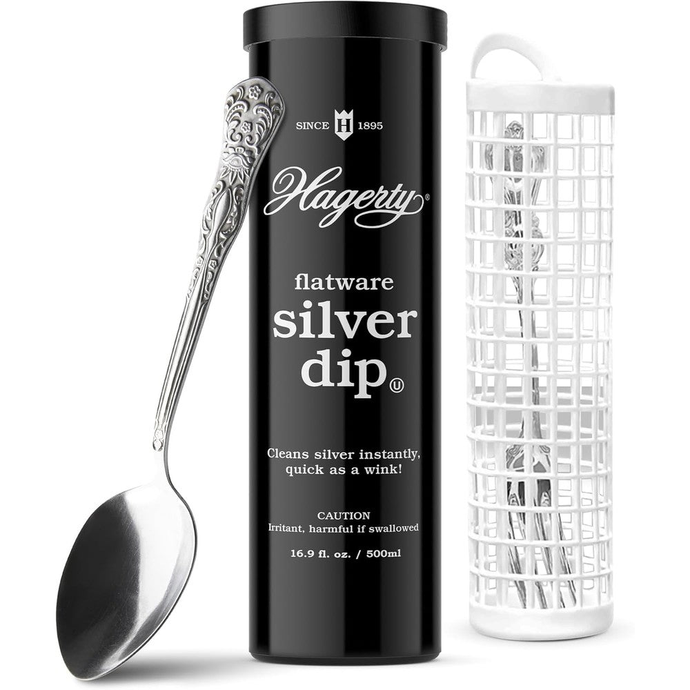 Hagerty Flatware Silver Dip 16.9 fluid ounce bottle front view for tarnish removal