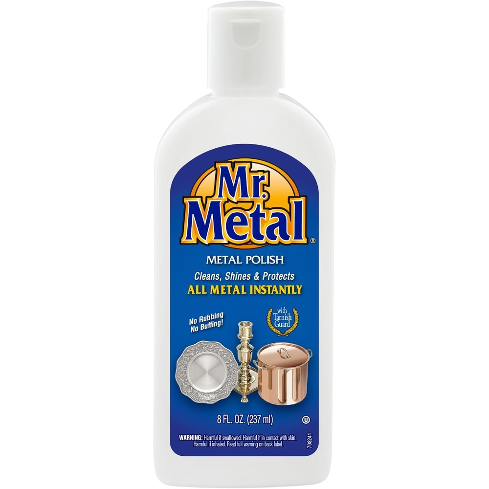 Mr. Metal All Purpose Metal Polish Liquid 8 Ounce front view bottle for instant tarnish removal