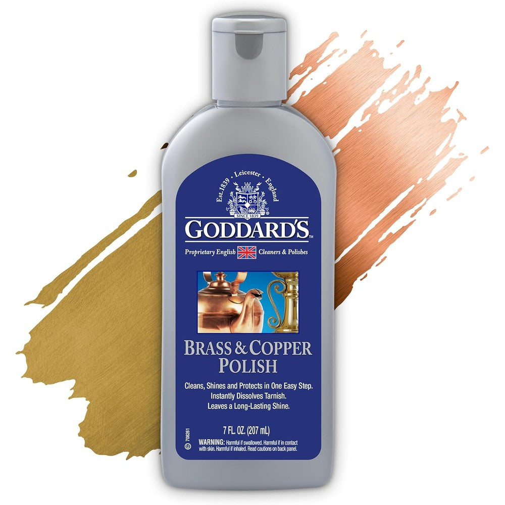 Goddard's Copper and Brass Polish 7 ounce front view tarnish remover.
