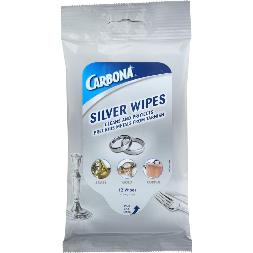 Carbona Silver Wipes 12 Count front view authentic metal cleaner