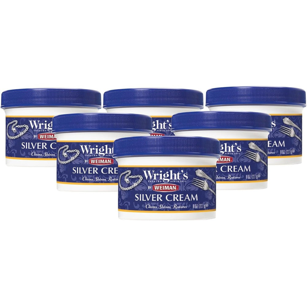 Wright's silver cleaner and polish cream 6 pack front view jar set