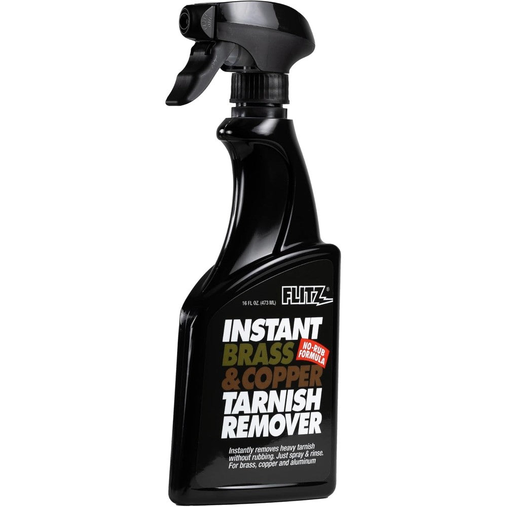 Flitz Instant Brass and Copper Tarnish Remover sixteen ounce spray bottle front view for metal cleaning