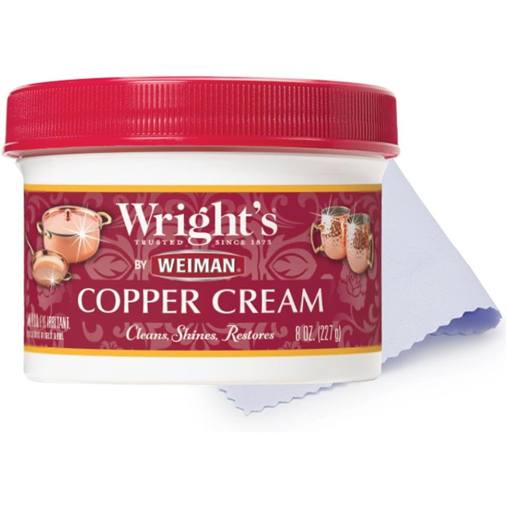 Wright's Copper and Brass Cream Cleaner eight ounce jar front view