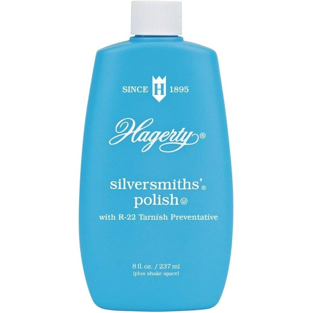 Hagerty Silversmiths' Polish 8 fluid ounce bottle front view for professional silver cleaning