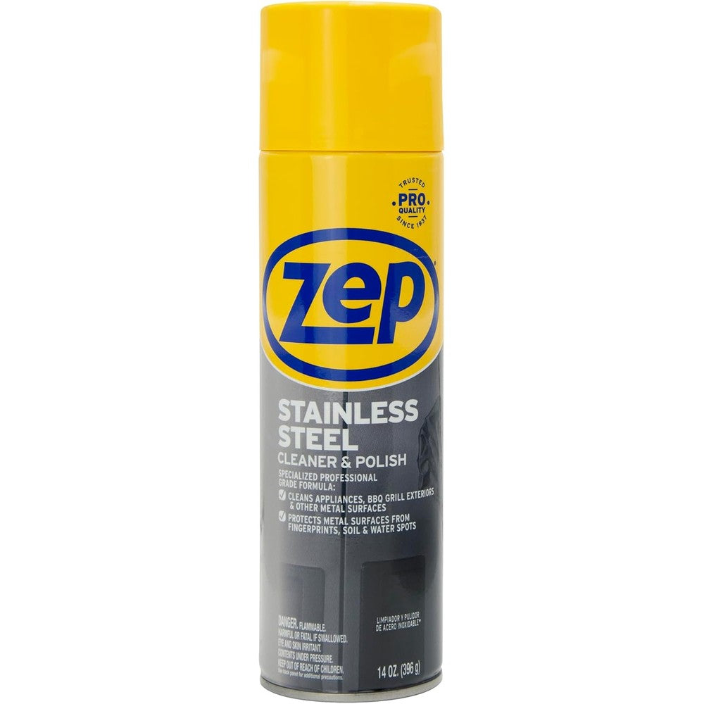 Zep Stainless Steel Cleaner and Polish 14 Ounce front view for appliance maintenance.