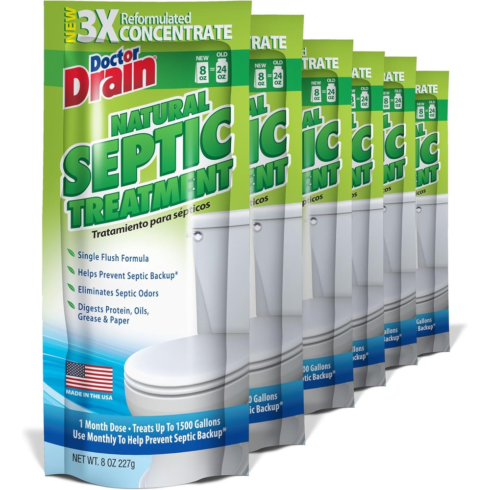 Doctor Drain Natural Septic Treatment 6 Count front packaging view