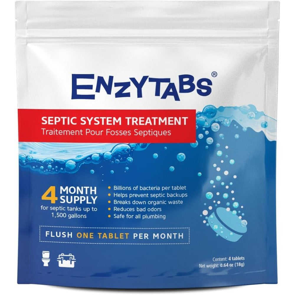 Enzytabs Septic Tank System Treatment front packaging 4 month supply.