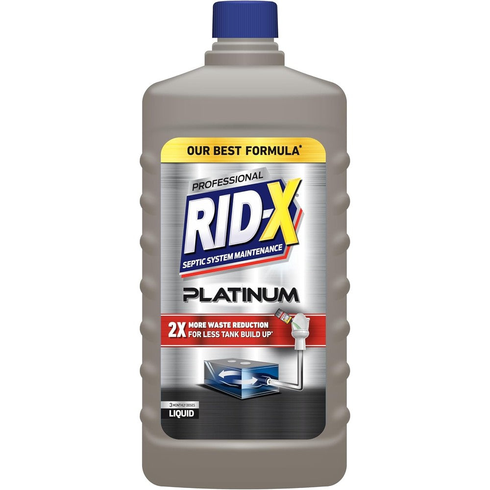 Rid-X Platinum Septic System Maintenance Liquid 24 Fluid Ounce bottle front view