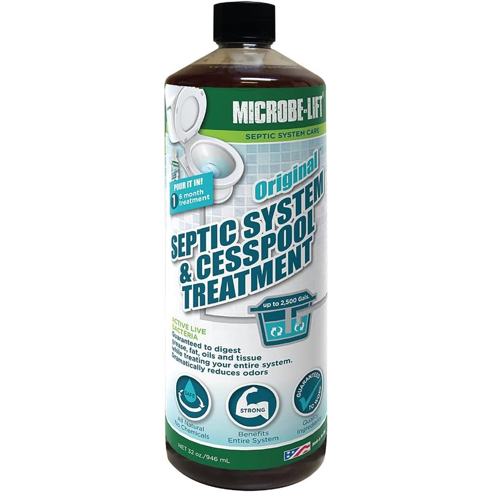 Microbe-Lift Septic Tank Treatment 32 ounce bottle front view for home maintenance.