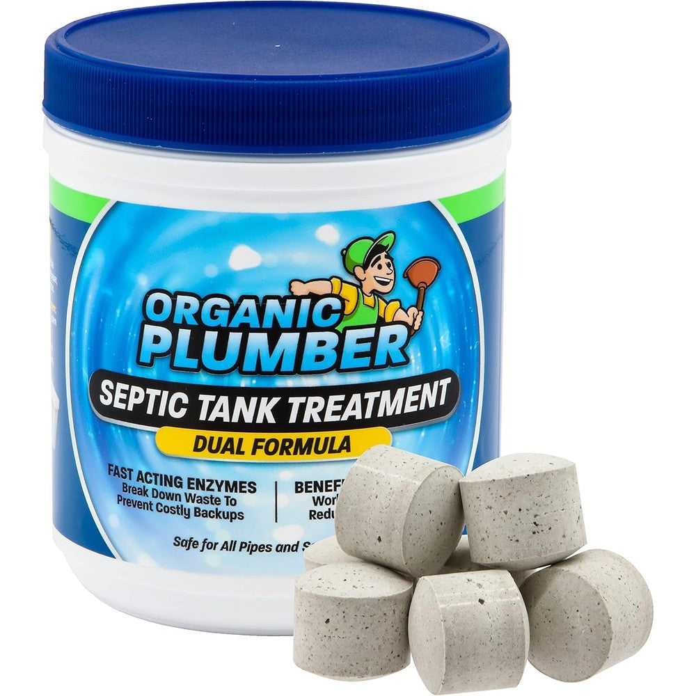 Organic Plumber Septic Tank Cleaner Treatment 12 count front view natural enzyme tablets
