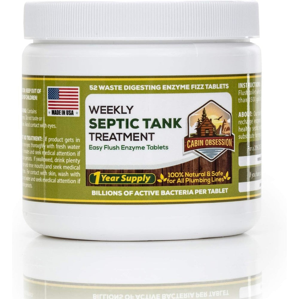 Cabin Obsession Septic Tank Treatment Fizz Tablets front view for waste management.