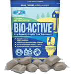Walex Bio Active Home Septic Tank Treatment front view showing twelve monthly packets bag.