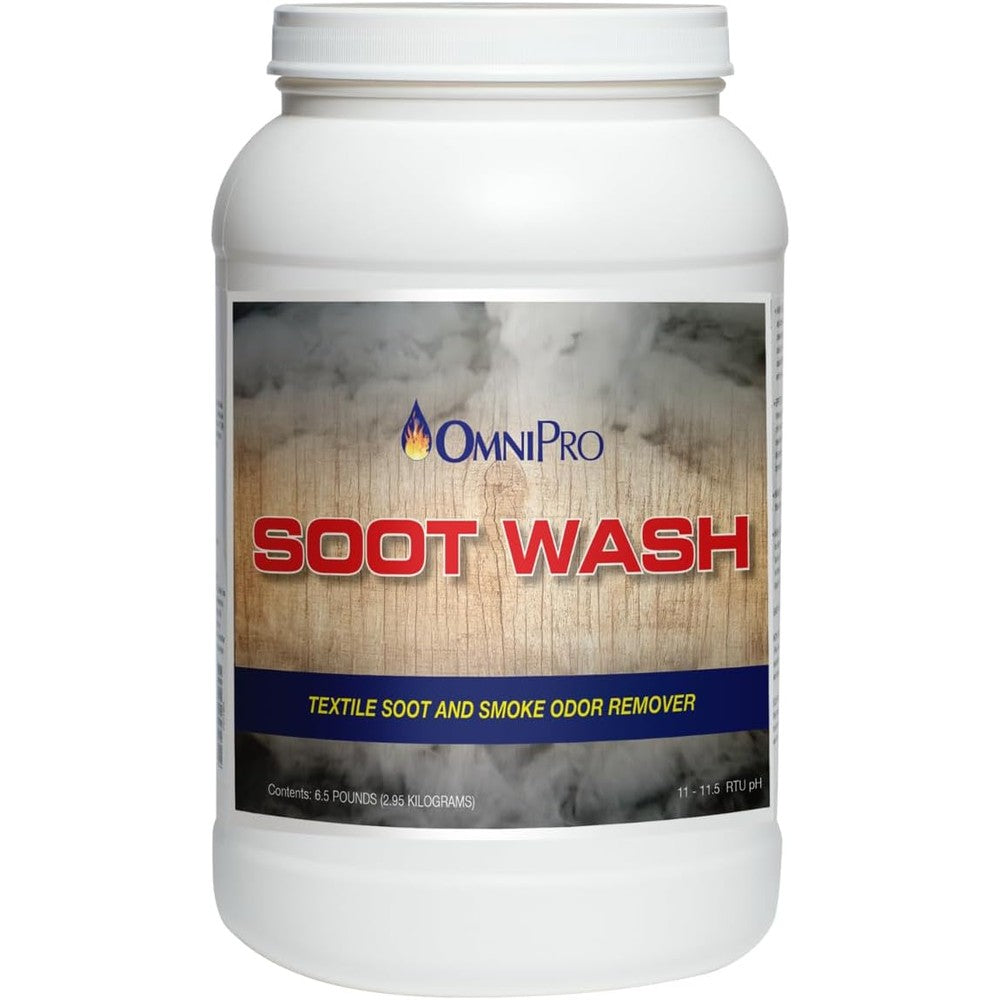 OmniPro Soot Wash 6 Lbs container front view professional smoke odor remover.