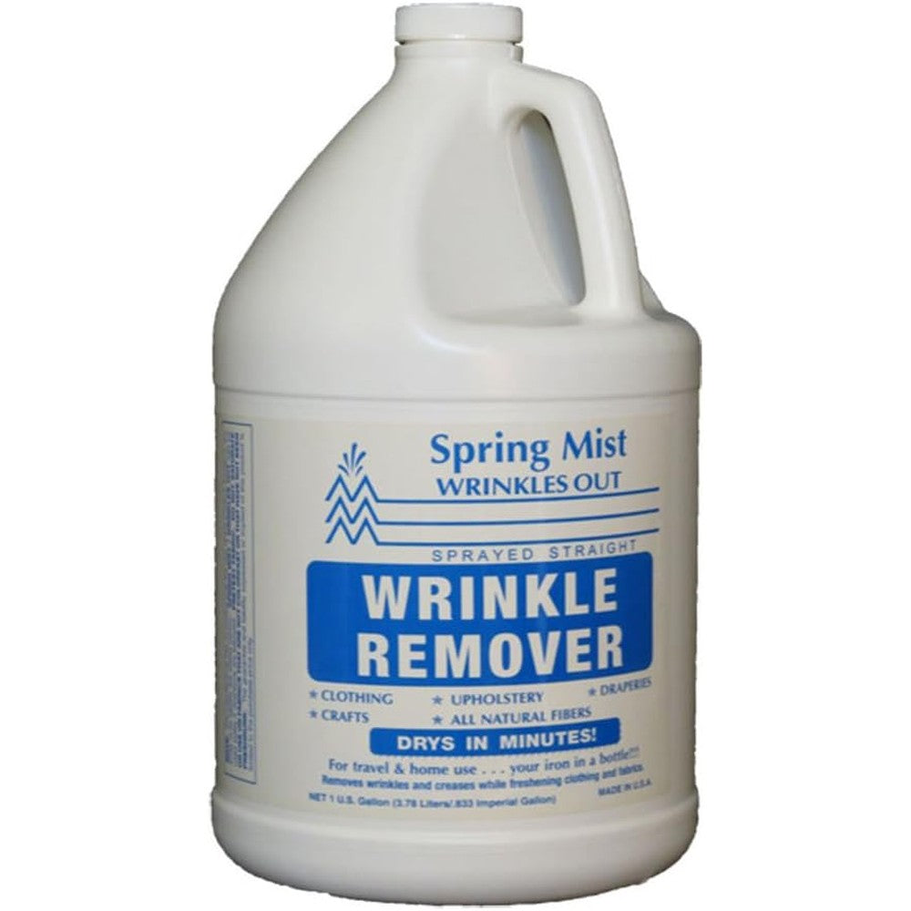 Spring Mist Wrinkles Out One Gallon fabric wrinkle remover bottle front view