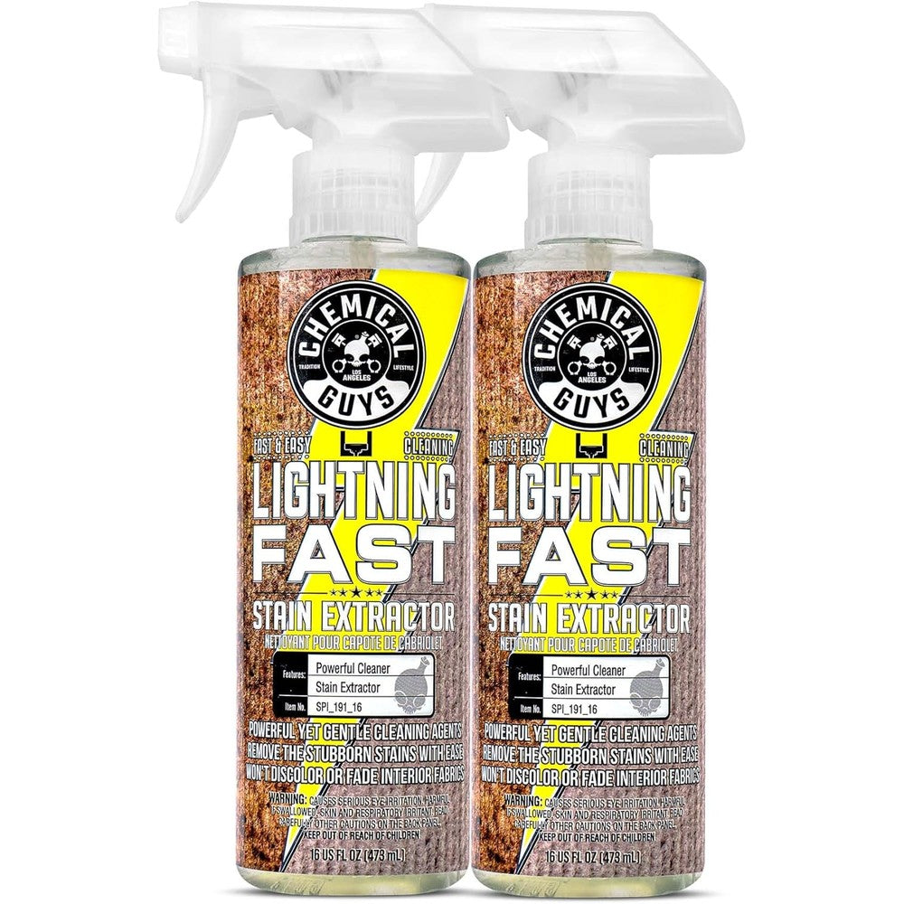Chemical Guys Lightning Fast Stain Extractor two pack front view for car detailing.