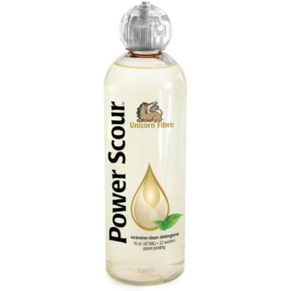 Unicorn Edition Power Scour 16 ounce bottle front view for deep cleaning wool.
