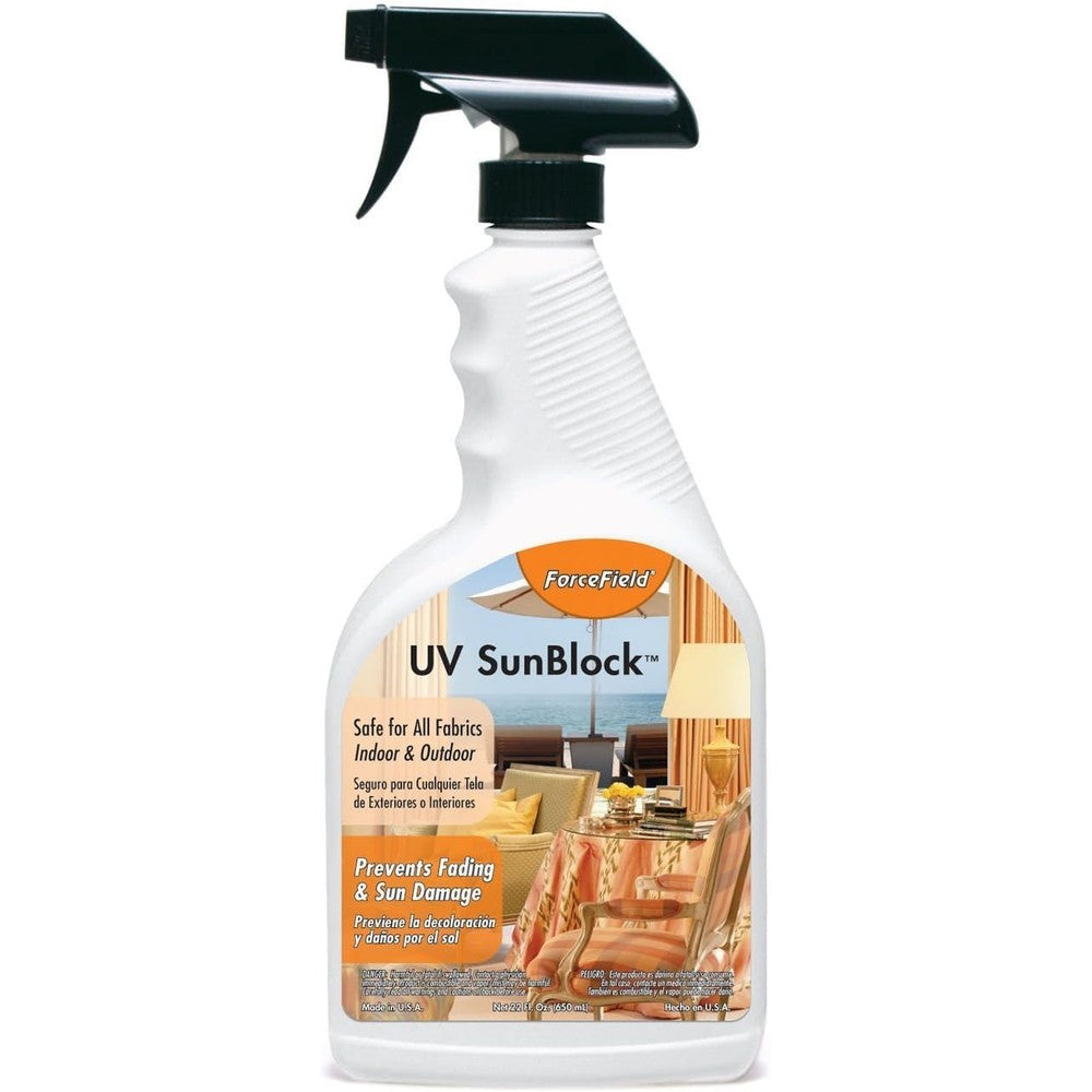 ForceField UV Sunblock Fabric Fade Protector 22 Ounce bottle front view for fabric protection