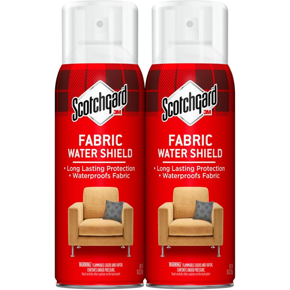 Scotchgard Fabric and Upholstery Protector 2-Pack front view showing water repellent spray cans.
