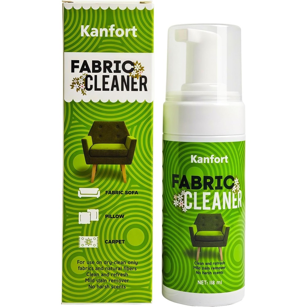 Kanfort Upholstery Dry Cleaning Foam bottle front view for fabric sofa cleaning